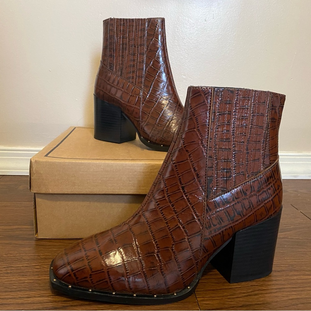Asos design leather block heel boots